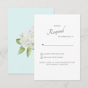 Witte Hydrangea Seafoam Huwelijks RSVP Kaartje