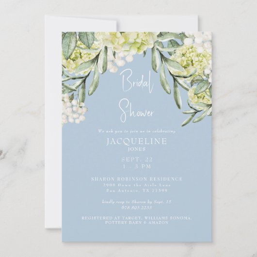 Witte Hydrangea Sky Blue Vrijgezellenfeest Kaart (Voorkant)