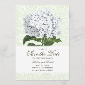 witte hydrangea sparen de datum save the date