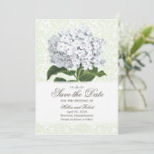 witte hydrangea sparen de datum save the date (Staand voorkant)