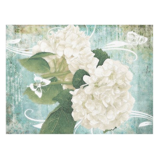Witte hydrangea tafelkleed (Voorkant (Horizontaal))