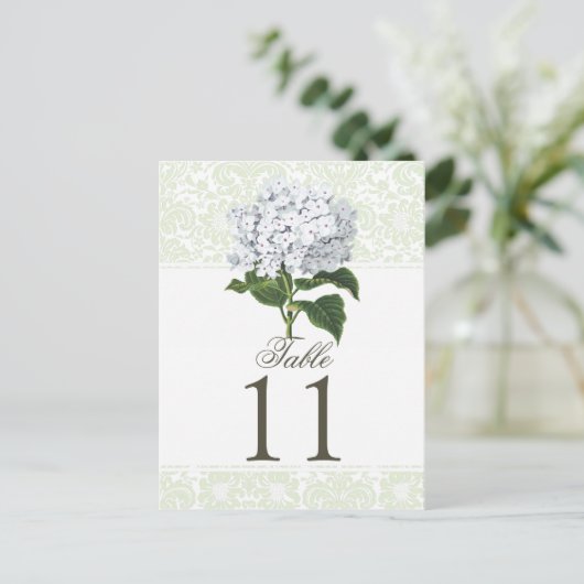  Witte Hydrangea Trouwtafel Nummer Briefkaart (Staand voorkant)