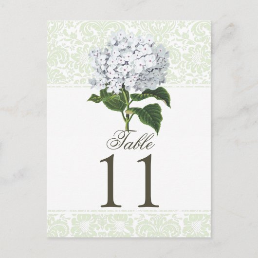  Witte Hydrangea Trouwtafel Nummer Briefkaart (Voorkant)