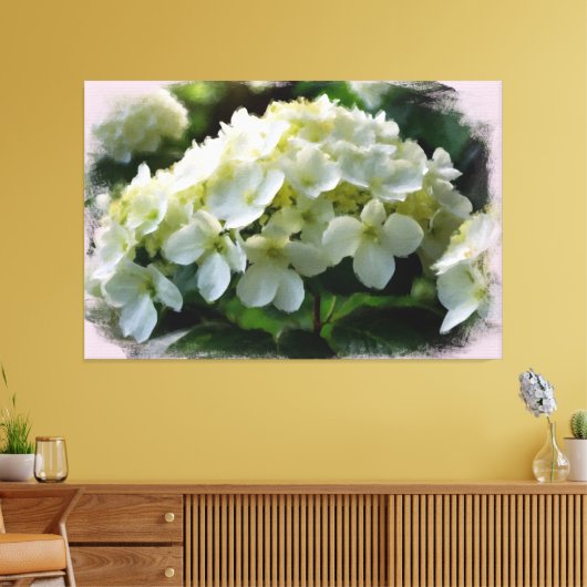 *~* Witte Hydrangea TV2 Art Stretched Canvas Print (Insitu (Woonkamer))
