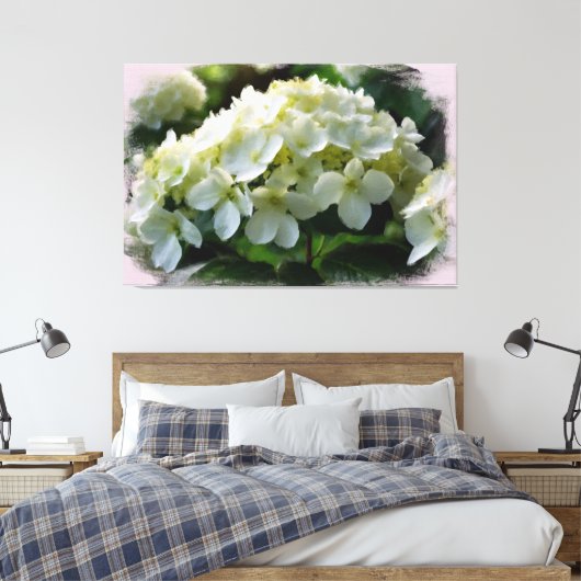 *~* Witte Hydrangea TV2 Art Stretched Canvas Print (Insitu (Slaapkamer))
