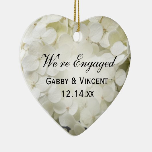 Witte Hydrangea Verloving Keramisch Ornament (Rechts)