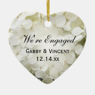 Witte Hydrangea Verloving Keramisch Ornament