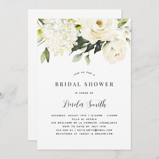 Witte Hydrangea Vrijgezellenfeest Kaart (Voorkant / Achterkant)