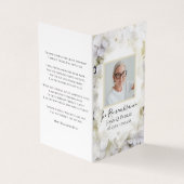 Witte Hydrangea Waterverf Begrafenis Gebed Visitekaartje (Buitenkant)