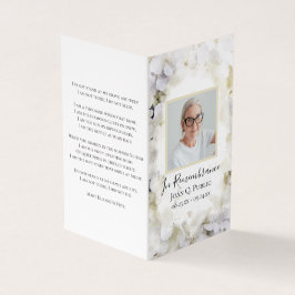 Witte Hydrangea Waterverf Begrafenis Gebed Visitekaartje