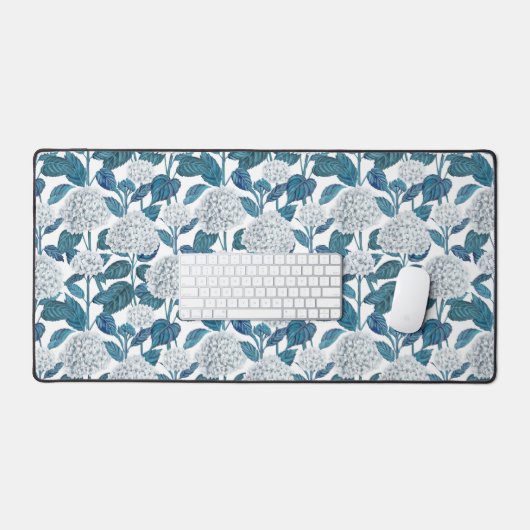 Witte hydrangea waterverf bureaumat (Keyboard & Muis)