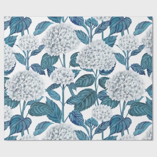 Witte hydrangea waterverf cadeaupapier (Vlak)
