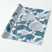 Witte hydrangea waterverf cadeaupapier (Uitgerold)