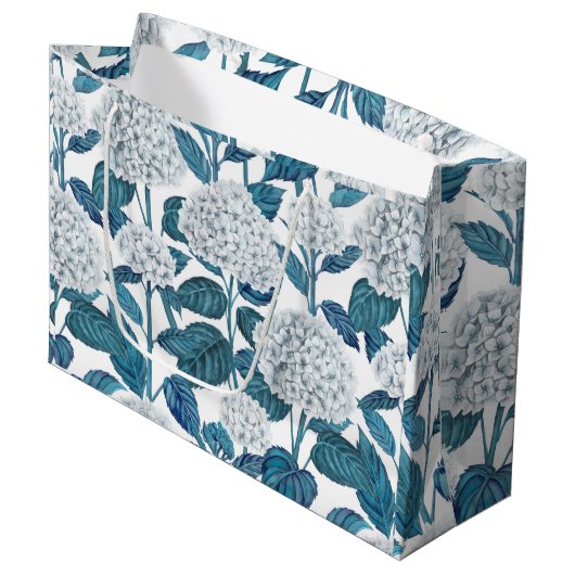 Witte hydrangea waterverf groot cadeauzakje (Voorkant Gekanteld)