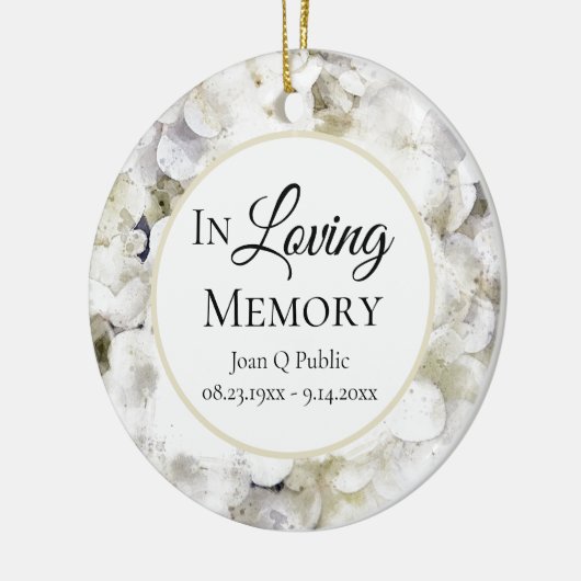 Witte Hydrangea Waterverf Memorial Keepsake Keramisch Ornament (Links)