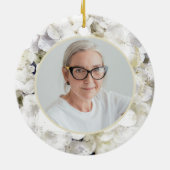 Witte Hydrangea Waterverf Memorial Keepsake Keramisch Ornament (Achterkant)