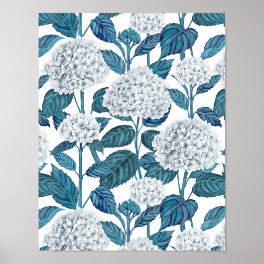 Witte hydrangea waterverf poster (Voorkant)