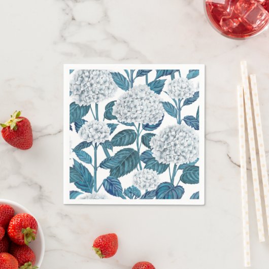 Witte hydrangea waterverf servet (Insitu)