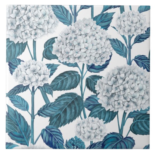Witte hydrangea waterverf tegeltje (Voorkant)