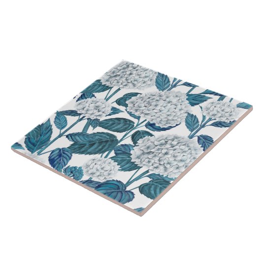 Witte hydrangea waterverf tegeltje (Zijkant)