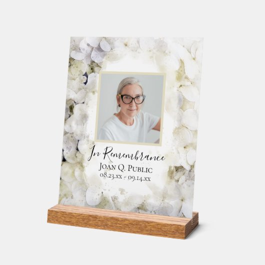 Witte Hydrangea Waterverf Viering van het leven Acryl Bord (Hoek)