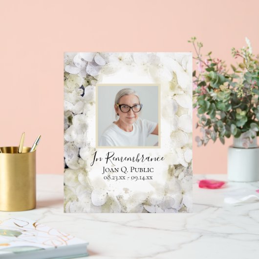 Witte Hydrangea Waterverf Viering van het leven Acryl Bord (Huwelijk)