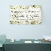 Witte Hydrangea welkom bruiloft banner (Beurs)
