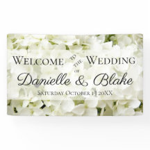 Witte Hydrangea welkom bruiloft banner