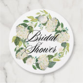 Witte Hydrangeabloemen Krans Bruidsshower Bedankjes Labels (Voorkant)