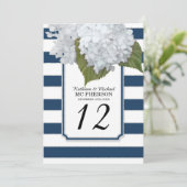 Witte Hydrangeabloemen Navy brede strepen Kaart (Staand voorkant)