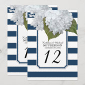 Witte Hydrangeabloemen Navy brede strepen Kaart (Voorkant / Achterkant)