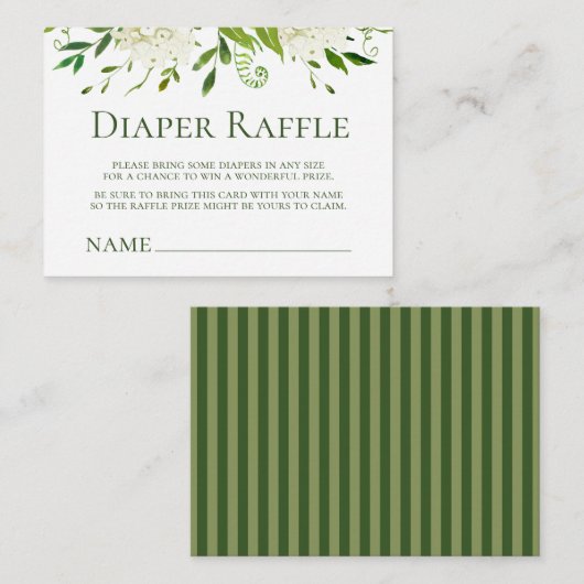 Witte Hydrangeas Baby shower Luier Raffle Informatiekaartje (Voorkant / Achterkant)