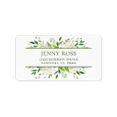 Witte Hydrangeas Baby shower retouradres Etiket (Voorkant)