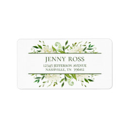 Witte Hydrangeas Baby shower retouradres Etiket