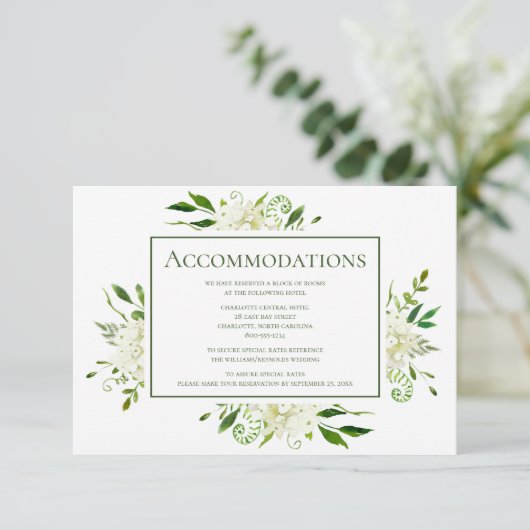 Witte Hydrangeas Bloemen Bruiloft Accommodaties Informatiekaartje (Staand voorkant)