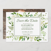 Witte Hydrangeas Bloemen Waterverf Foto Bruiloft Save The Date (Voorkant / Achterkant)