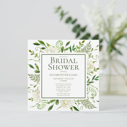 Witte Hydrangeas Bloemen Waterverf Vrijgezellenfee Kaart (Staand voorkant)