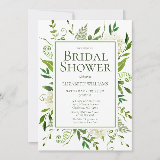 Witte Hydrangeas Bloemen Waterverf Vrijgezellenfee Kaart (Voorkant)