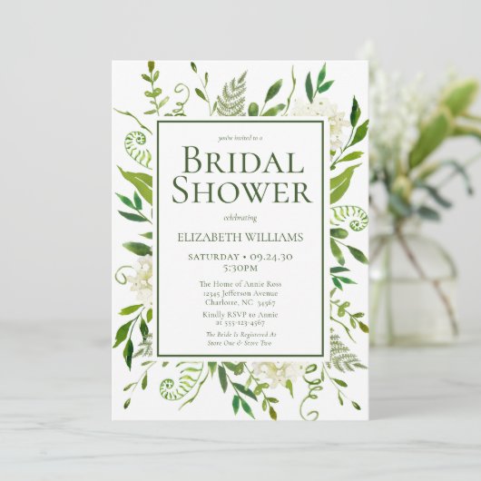 Witte Hydrangeas Bloemen Waterverf Vrijgezellenfee Kaart (Staand voorkant)