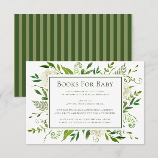 Witte Hydrangeas boeken voor Baby shower Informatiekaartje (Voorkant / Achterkant)