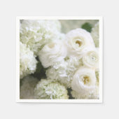 Witte hydrangeas en ranunculus servetten (Voorkant)