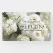 Witte hydrangeas en ranunculus spandoek (Horizontaal)