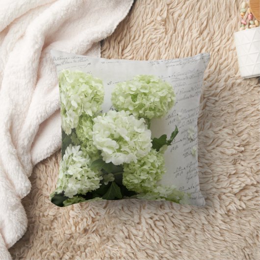 witte hydrangea's met script, kussen (Deken)
