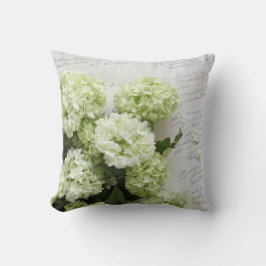 witte hydrangea's met script, kussen