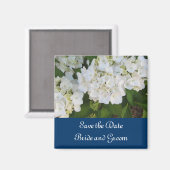 Witte hydrangeas met zeegrens magneet (Voorkant / Achterkant)