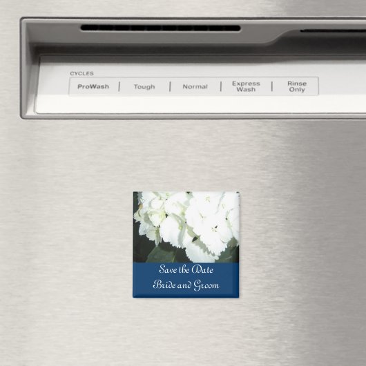 Witte hydrangeas met zeegrens magneet (Insitu (Vaatwasser))