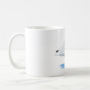 Witte ibis op een mok