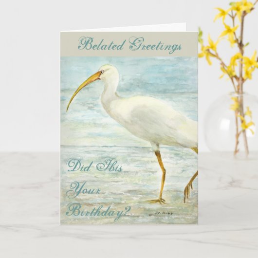 Witte Ibis op het Schilderen van de Waterverf van Kaart (Gele Bloem)