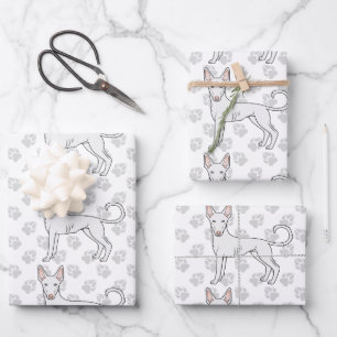 Witte Ibizan Hound Gladde Vacht Cartoon Hond Patro Inpakpapier Vel