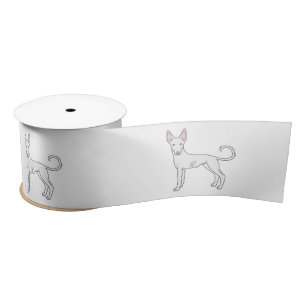 Witte Ibizan Hound Gladde Vacht Cartoon Honden Satijnen Lint